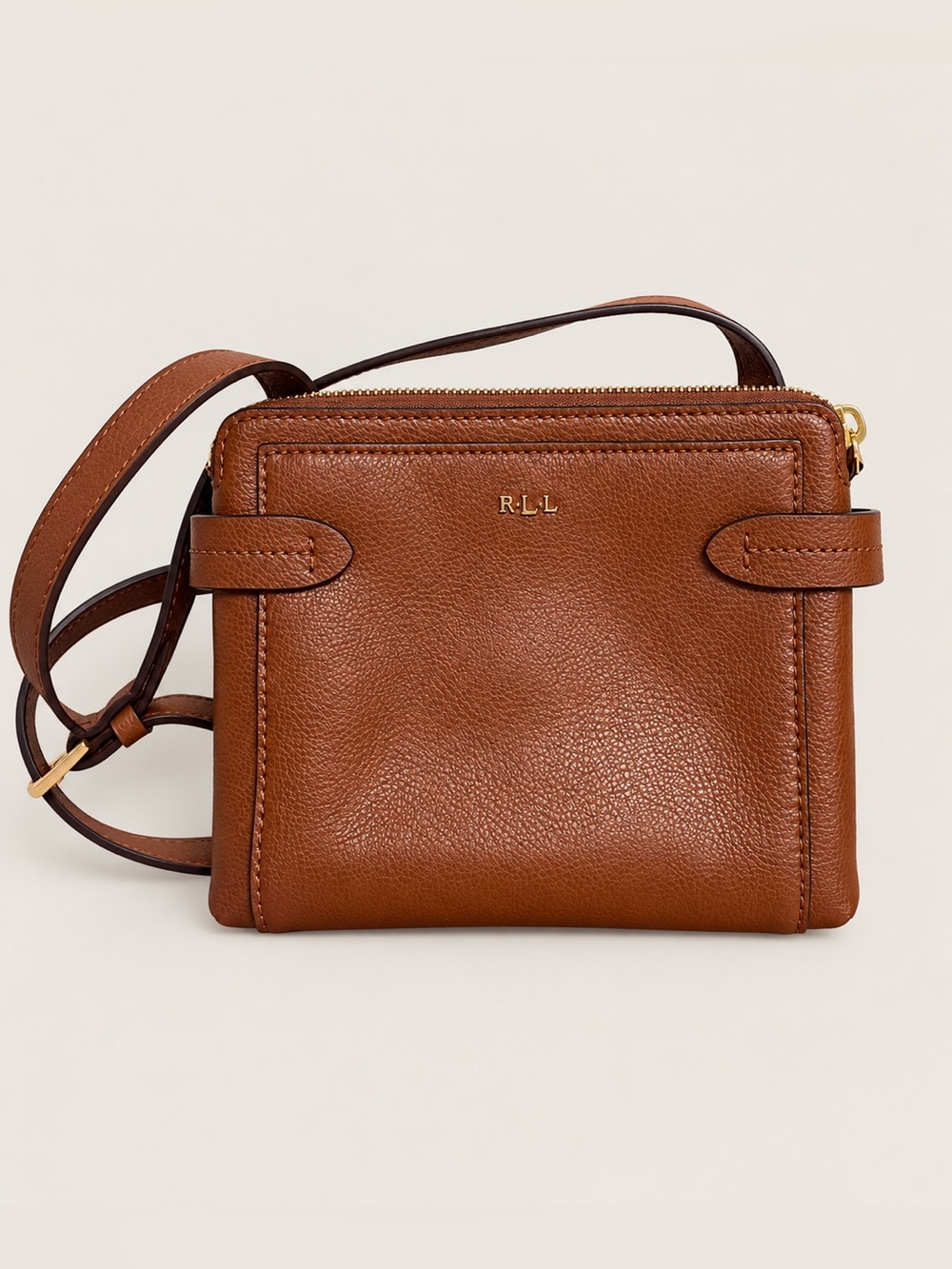 Ralph Lauren Brown Leather Crossbody Bag with Gold Hardware